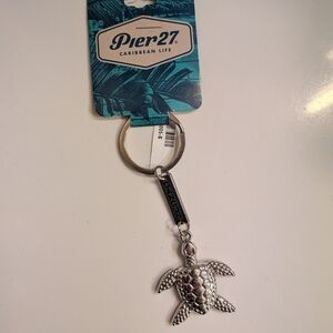 Pier 27 Silver Sea Turtle Keychain NWT From Cancun Riviera Maya